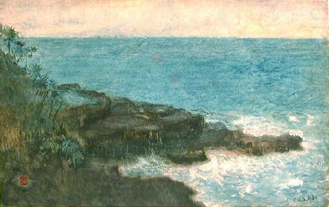 Charles W. Bartlett's watercolor and ink Hana Maui Coast, 1920, Charles W. Bartlett